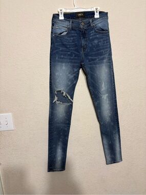 ORO Women’s Dark Blue Skinny Distressed Jeans
